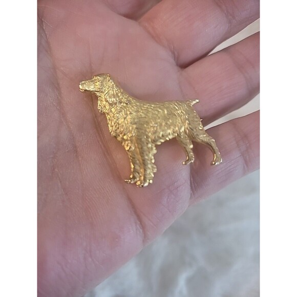 Vintage Kenart Golden Retriever Brooch Pin Gold Tone Jewelry Costume - Picture 5 of 10